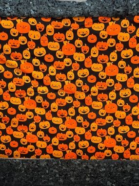 Sewing Material  Halloween Black / Orange Pumpkins Orange Cotton Blend 17" x 27"